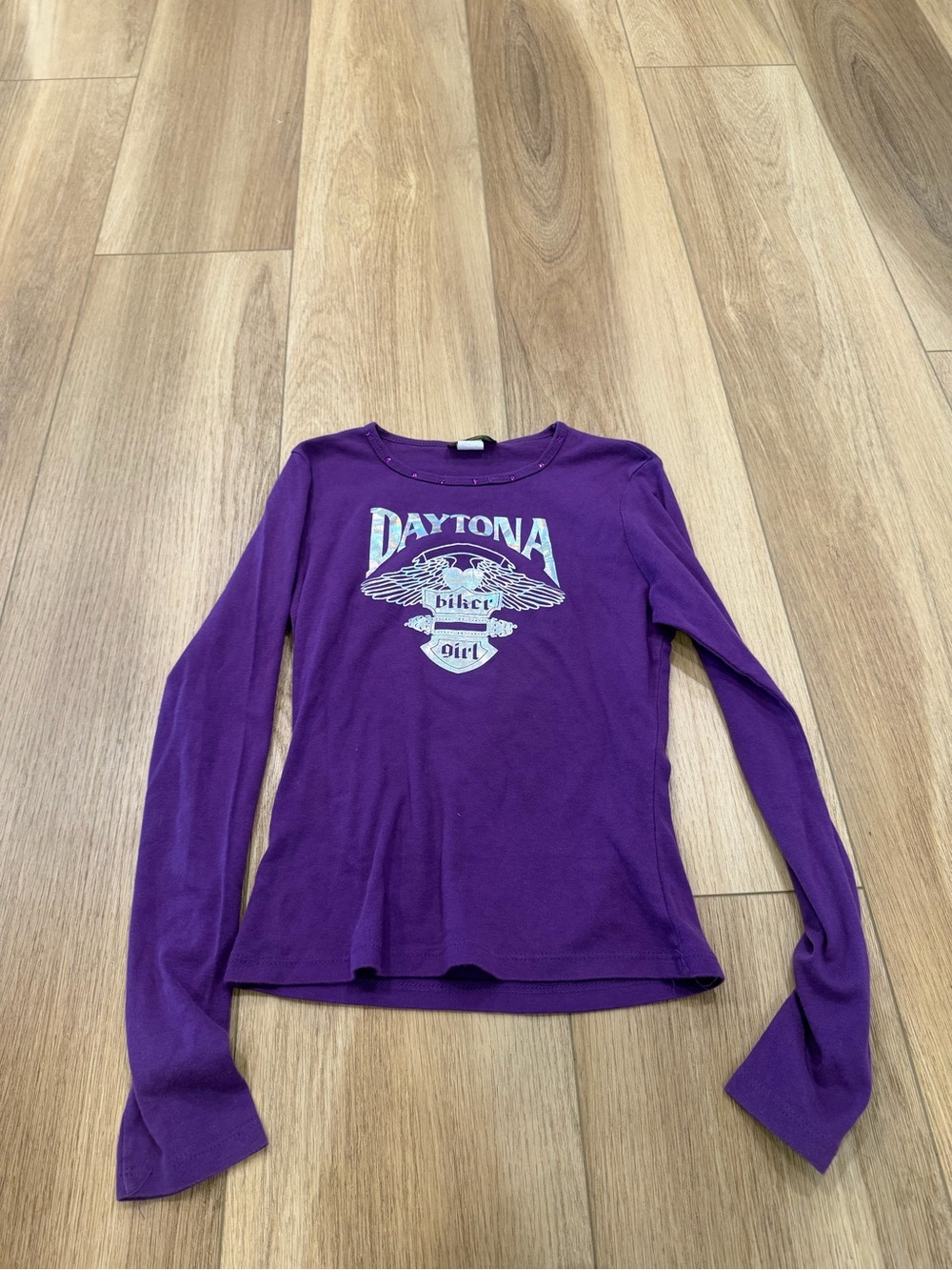 Eye Candy Y2K Daytona Biker Graphic Long Sleeve Tee - Purple